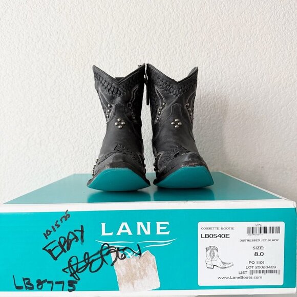 Lane COSSETTE Womens Black Cowboy Bootie 8 Western Cowgirl Short Ankle Boots - Picture 11 of 12